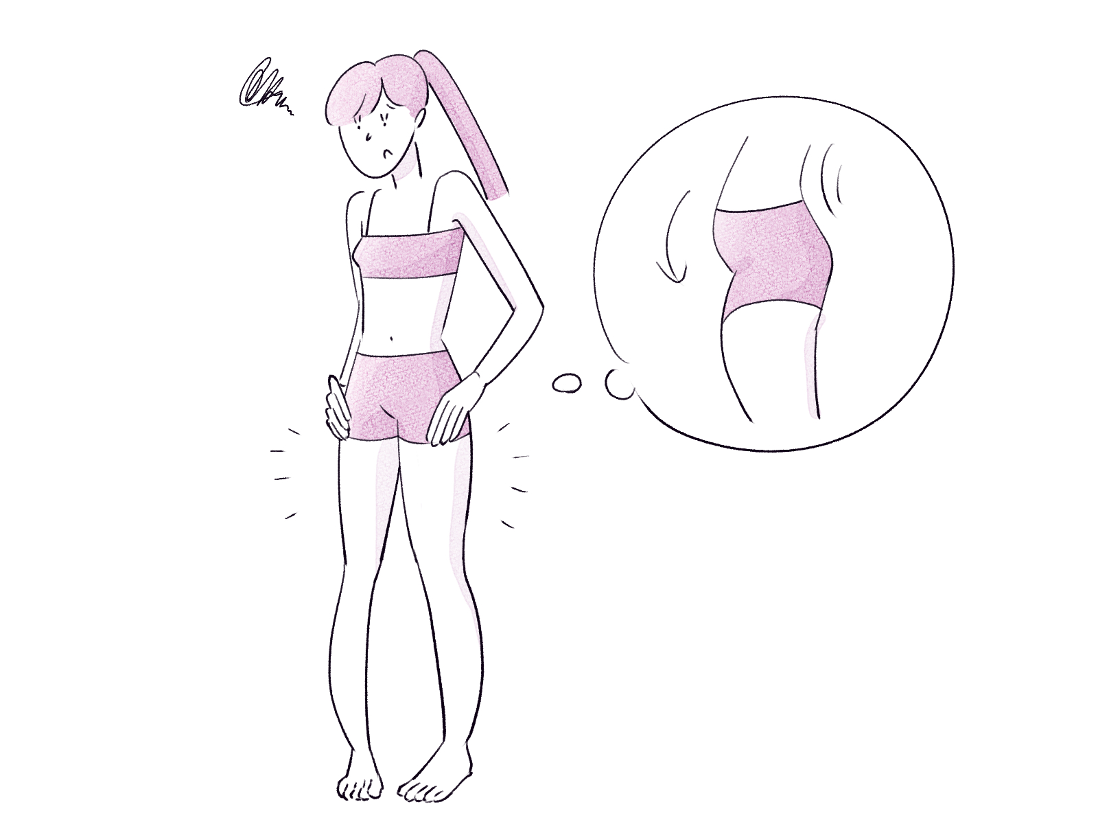 反り腰に悩む女性のイラスト