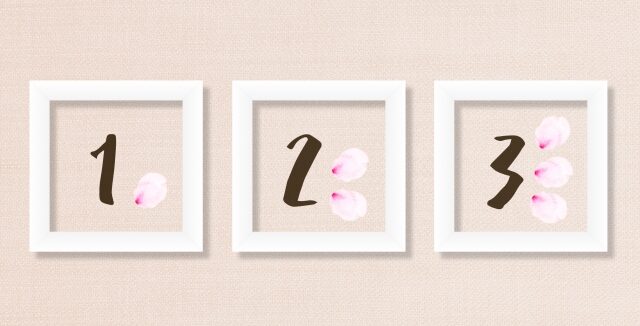 1,2,3の桜のフレーム